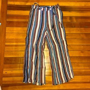 Loose fitted ankle length striped pants